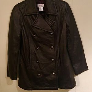 Genuine Talbots Leather Trench Coat! Petite Small